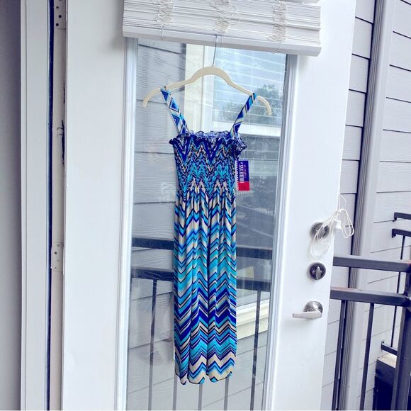 American Fashion Jr.Miss S/M Boho Chevron Print Aqua Sundress - Picture 7 of 7